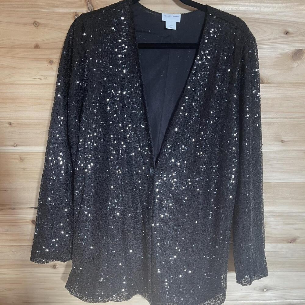 Black Sequin Blazer Jacket By - image 1